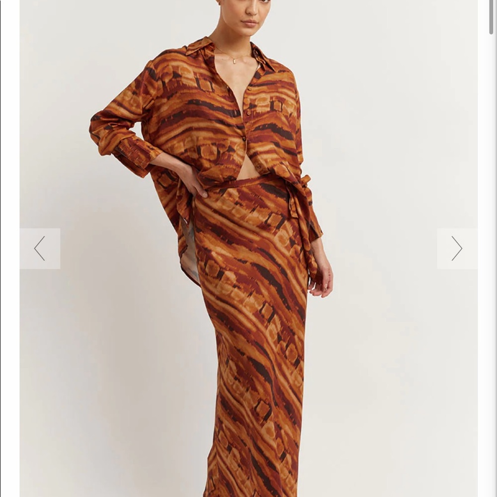 NWT DISSH SS22 - Alex Brown Watercolor Shirt and Midi skirt SOLDOUT! - Picture 16 of 16
